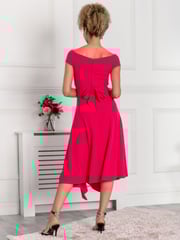 Jolie Moi Pink Desiree Frill Fit & Flare Dress - Image 2 of 5