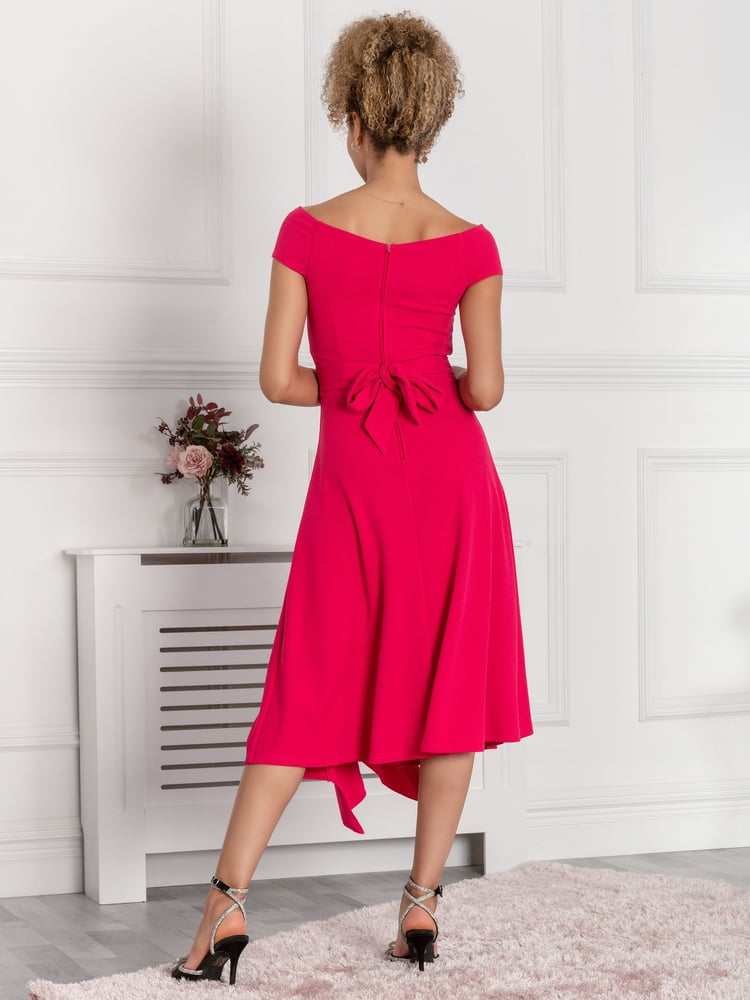 Jolie Moi Pink Desiree Frill Fit & Flare Dress - Image 2 of 5