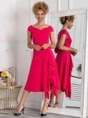 Jolie Moi Pink Desiree Frill Fit & Flare Dress - Image 4 of 5