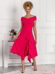Jolie Moi Pink Desiree Frill Fit & Flare Dress - Image 5 of 5