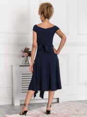 Jolie Moi Navy Blue Desiree Frill Fit & Flare Dress - Image 2 of 5