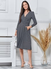 Jolie Moi Black Long Sleeve Jersey Midi Dress - Image 1 of 5