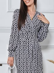 Jolie Moi Black Print Long Sleeve Pegged Dress - Image 5 of 5