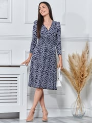 Jolie Moi Blue Long Sleeve Jersey Midi Dress - Image 1 of 5