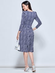 Jolie Moi Blue Long Sleeve Jersey Midi Dress - Image 2 of 5