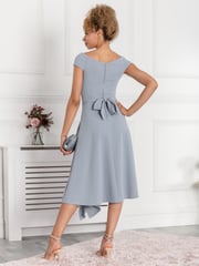 Jolie Moi Grey Desiree Frill Fit & Flare Dress - Image 2 of 5