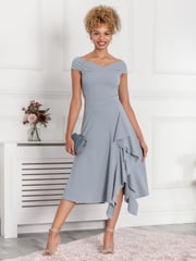 Jolie Moi Grey Desiree Frill Fit & Flare Dress - Image 5 of 5