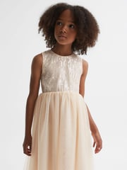Reiss Pink Maxine 9-14 yrs Sequin Tulle Dress - Image 1 of 7