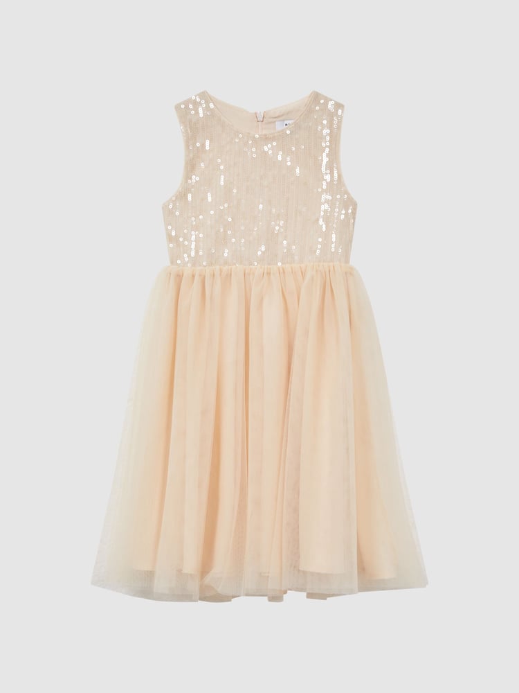 Reiss Pink Maxine 9-14 yrs Sequin Tulle Dress - Image 2 of 7
