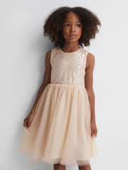 Reiss Pink Maxine 9-14 yrs Sequin Tulle Dress - Image 4 of 7