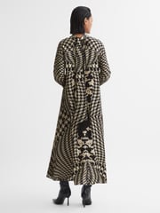 Reiss Black/White Kate Dogtooth Midi Dress - Image 5 of 7