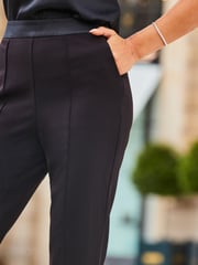 Sosandar Black Petite Satin Waistband Tuxedo Trousers - Image 5 of 5
