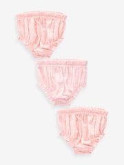 Pink 100% Cotton Baby Knickers 3 Pack (0mths-2yrs) - Image 1 of 5