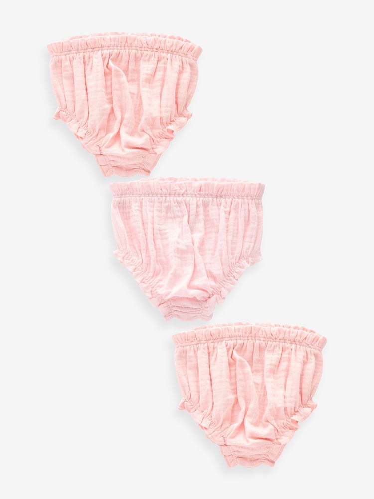 Pink 100% Cotton Baby Knickers 3 Pack (0mths-2yrs) - Image 1 of 5