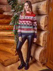 Threadbare Red Curve Curve Crew Neck Christmas Jumper - Image 3 of 6