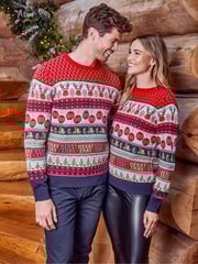 Threadbare Red Curve Curve Crew Neck Christmas Jumper - Image 4 of 6