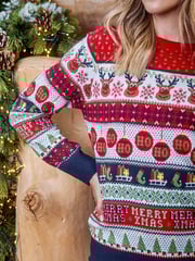 Threadbare Red Curve Curve Crew Neck Christmas Jumper - Image 5 of 6