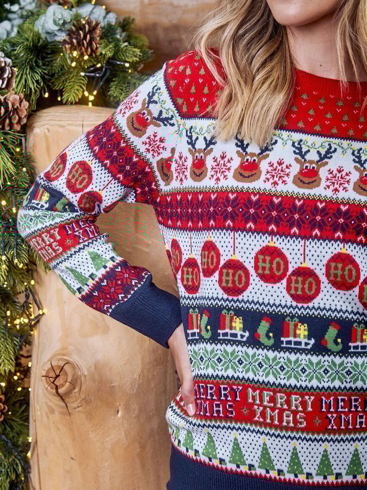 Threadbare Red Multi Fairisle Knitted Christmas Jumper - Image 5 of 5
