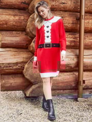 Threadbare Red Christmas Jumper Dress - Image 1 of 5