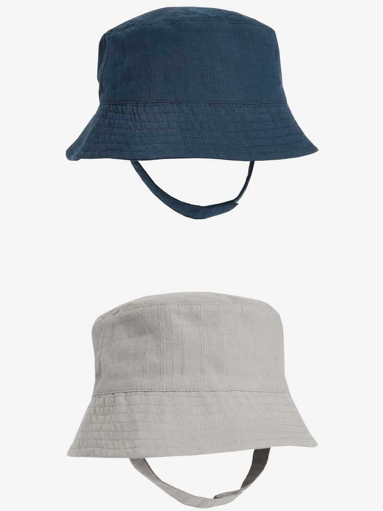 Navy Blue Baby Bucket Hats 2 Pack (0mths-2yrs) - Image 1 of 5