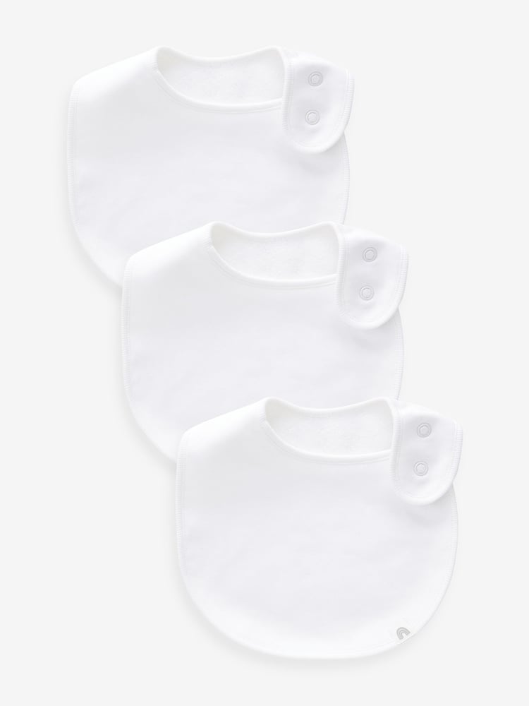 White Baby Regular Bibs 3 Pack - Image 1 of 2