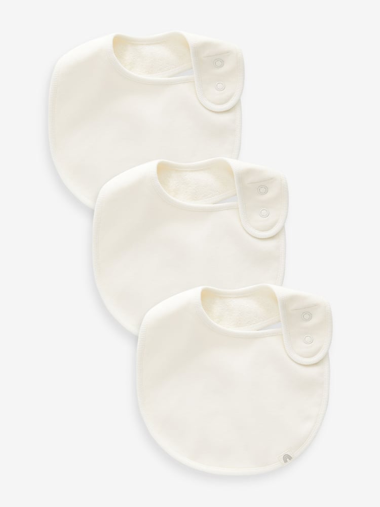 Cream Baby Regular 100% Cotton Bibs 3 Pack - Image 1 of 3