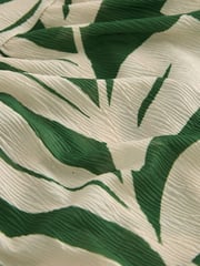 Green and White Leaf Print Short Sleeve Ocassion Maxi Dress - Image 6 of 6
