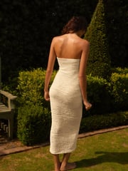 Cream Bandeau Textured Midi Dress - Image 3 of 6