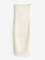 Cream Bandeau Textured Midi Dress - Image 5 of 6