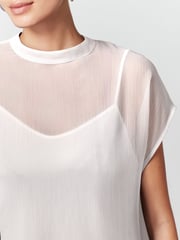 White Sheer Layer Cap Sleeve Top - Image 3 of 5