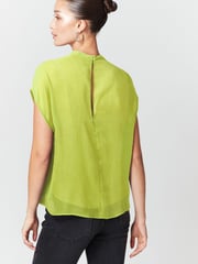 Lime Green Sheer Layer Cap Sleeve Top - Image 6 of 9