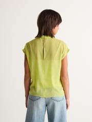 Lime Green Sheer Layer Cap Sleeve Top - Image 7 of 9