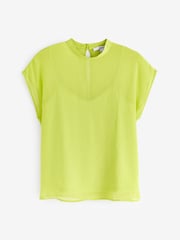 Lime Green Sheer Layer Cap Sleeve Top - Image 9 of 9