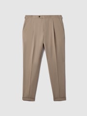 Reiss Taupe Valentine Slim Fit Wool Blend Trousers with Turn-Ups - Image 2 of 6