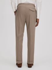 Reiss Taupe Valentine Slim Fit Wool Blend Trousers with Turn-Ups - Image 5 of 6