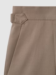 Reiss Taupe Valentine Slim Fit Wool Blend Trousers with Turn-Ups - Image 6 of 6