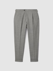 Reiss Soft Grey Valentine Slim Fit Wool Blend Trousers with Turn-Ups - Image 2 of 5