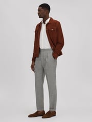 Reiss Soft Grey Valentine Slim Fit Wool Blend Trousers with Turn-Ups - Image 3 of 5