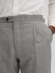 Reiss Soft Grey Valentine Slim Fit Wool Blend Trousers with Turn-Ups - Image 5 of 5