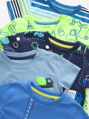 Blue/Green Short Sleeve T-Shirts 5 Pack (3mths-7yrs) - Image 6 of 6