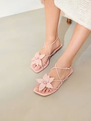 Pink Premium Corsage Leather Sandals - Image 3 of 8
