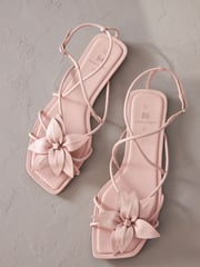 Pink Premium Corsage Leather Sandals - Image 6 of 8