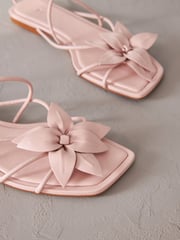 Pink Premium Corsage Leather Sandals - Image 7 of 8