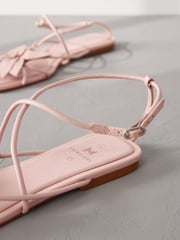 Pink Premium Corsage Leather Sandals - Image 8 of 8
