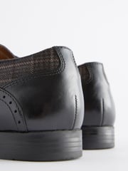 Black Leather & Check Brogue Shoes - Image 4 of 7