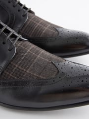 Black Leather & Check Brogue Shoes - Image 7 of 7