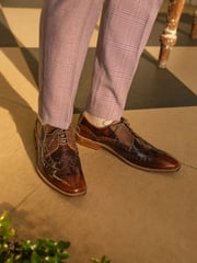 Brown Gloss Shine Brogue Shoes - Image 1 of 7