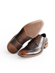 Brown Gloss Shine Brogue Shoes - Image 4 of 7