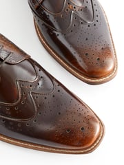 Brown Gloss Shine Brogue Shoes - Image 6 of 7