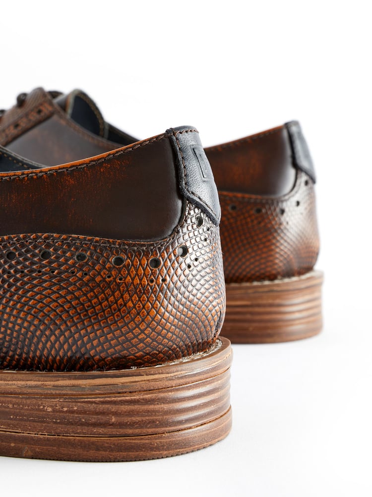Brown Gloss Shine Brogue Shoes - Image 7 of 7
